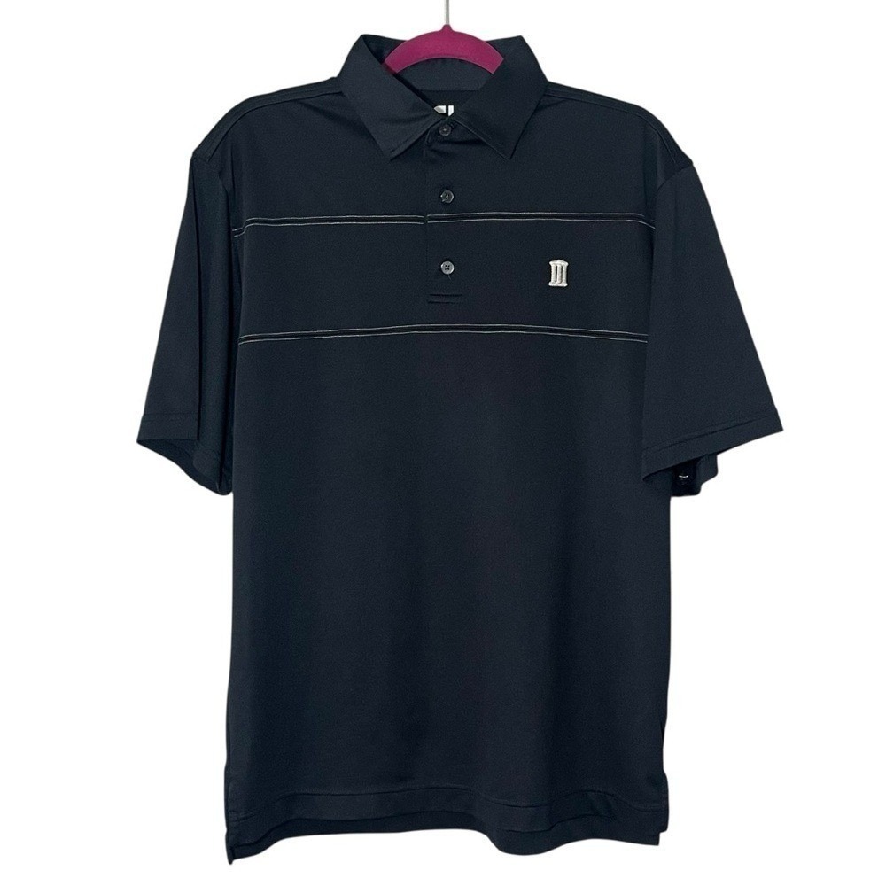 FootJoy Mens Black Performance Golf Polo Shirt Short Sleeve Pillar Logo Large